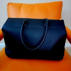 Women's Black Leather Duffle / Purse / Bag